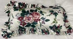 Vintage Waverly Pleasant Valley Lumbar Throw Pillow 12x24 Grapes Flowers Ruffles - Picture 1 of 4