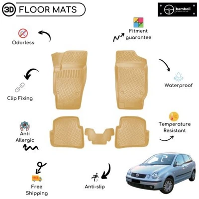 Alfombrilla de goma moldeada personalizada para Volkswagen Polo 2002-2009 beige Foto 1 de 4