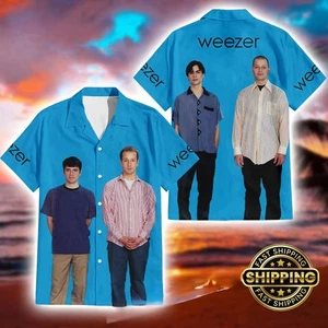 Weezer Blue Album Cover Band Member Photo Summer 2025 Hawaiian Shirt - Picture 1 of 4