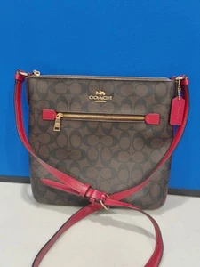 Coach C1554 Rowan Aktentasche Signature Canvas Umhängetasche braun 1941 rot - Bild 1 von 14