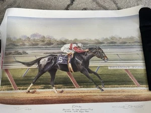 Ruffian Belmont Druck von Michael Geraghty signiert 707/1250 Pferd Kunst - Bild 1 von 7