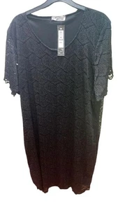 Womens 3/4 Sleeves Round Neck Top Ladies Lace Skater Flared Dress - Picture 1 of 2
