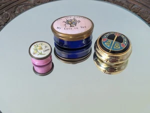 Antique Halcyon Days Bilston & Battersea Oval Trinket box & Small Pill Boxes - Picture 1 of 18
