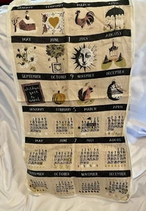 1957 Calendar Tea Towel Handkerchief - Mid-Century Modern Kitchen Linen Retro - Picture 1 of 10