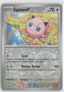 Pokemon Juego de Cartas Coleccionables Escarlata y Violeta 151 MEW Lámina Inversa Común #039/165 Jigglypuff - Imagen 1 de 2
