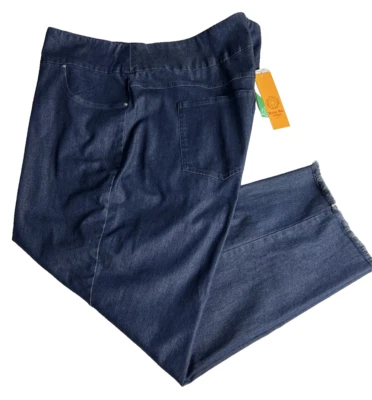 Ruby Rd. Women's Ankle Pants Size 24W Key Items Tencel Frayed Hem Dark Blue B40 - Image 1 of 4