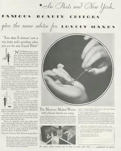 1930 CUTEX Pubblicità Stampa Vintage FAMOSI EDITORI DI BELLEZZA danno gli stessi consigli per - Foto 1 di 1