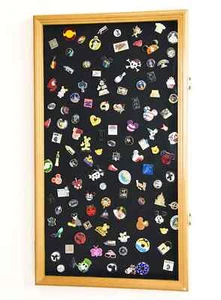 Medal Display Case XL 150+ Pin Badge Patch Flag Oak Wood Military Ribbon Cabinet - Picture 1 of 17