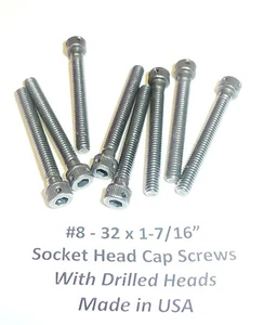 20 #8-32 x 1-7/16" SHCS- Tornillo de cabeza de enchufe ACERO DE ALEACIÓN con cabezales perforados EE. UU. - Imagen 1 de 8