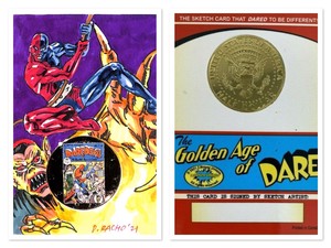 The Golden Age of Dare Daredevil Sketch Card & Gold 24K Coin Dominic Racho