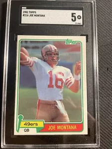 1981 Topps Football #216 Joe Montana RC Rookie SGC 5 undergraded - Picture 1 of 2
