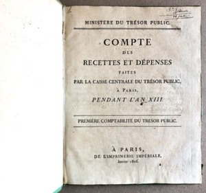 Compte des recettes […] caisse […] du trésor public — imprimerie impériale 1806. - Bild 1 von 12