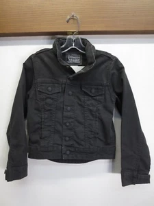 EUC Levi's Black Jean Jacket Denim Hood in Collar Commuter Youth S Small stretch - Picture 1 of 12