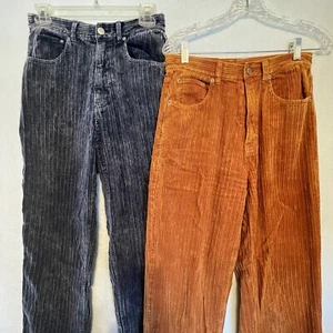 2 Pairs Urban Outfitters BDG High Rise Baggy Corduroy Pants Blue Orange Wm's 28 - Picture 1 of 13