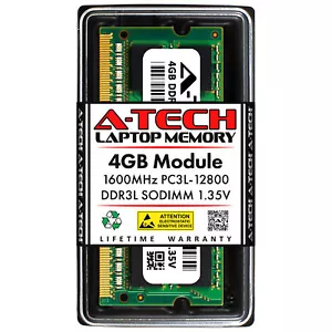 A-Tech 4GB PC3-12800 Laptop SODIMM DDR3 1600 MHz Memory RAM PC3L 4G 1.35V DDR3L - Picture 1 of 8