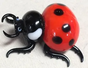 Vintage Murano Glass Italy Black & Red Ladybug Figurine Perfect! - Picture 1 of 3
