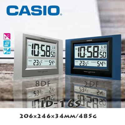 Casio Id-16s Digital Auto Calendar Thermo Hygrometer Temperature Wall Desk clock - Image 1 of 3