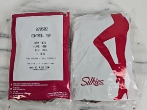 Vtg NOS Silkies Pantyhose QUEEN BEIGE / XL HONEY Control Top SEALED 2 PAIRS - Picture 1 of 3