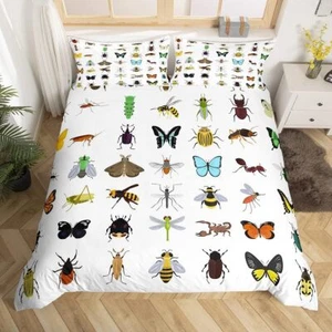 Erosebridal Watercolor Beetles Bedding Set Colorful Reptile Twin, Multi 27 - Picture 1 of 7