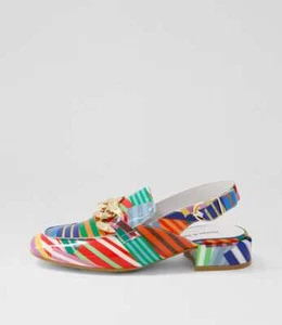 New Django & Juliette Vabor Stripe Multi Patent Leather Heels Womens Shoes - Picture 1 of 5