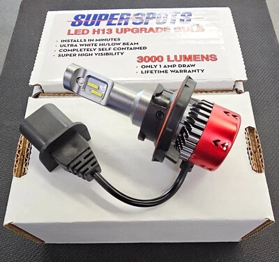 WixTech SuperSpots LED upgrade bulb H13 3k lumens ultra white - Image 1 of 4