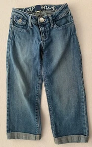 GAPkids Denim Capri Sz 8 Slim W/Embroidered 5 Pockets Dark Stone Wash - Picture 1 of 5