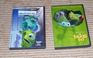 Disney Pixar Animated 2 Movie DVD Lot! Monster's Inc + A Bug's Life! Complete - Picture 1 of 3