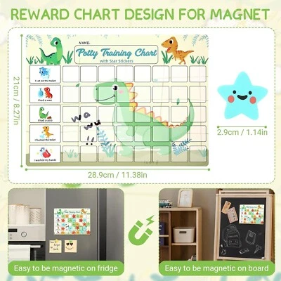 Таблица приучения к горшку для малышей с 40 большими многоразовыми магнитными наклейками со звездами - Изображение 1 из 4
