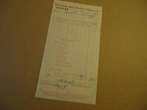 Philadelphia Dairy Products Co ice cream 1933 PHILADELPHIA PA billhead - Picture 1 of 1
