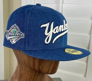 New Era 59Fifty MLB New York Yankees 1996 World Series Fitted Denim Hat - 7 3/8 - Picture 1 of 6