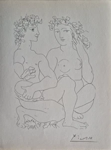 Pablo Picasso Hombre joven con pandereta firmado a mano de la suite Vollard - Imagen 1 de 3