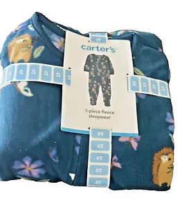 Carters Kleinkind Mädchen Langarm Fleece Reißverschluss Füßlinge Nachtwäsche 4T türkis Blumen BxB - Bild 1 von 4