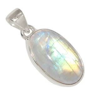 Natural Rainbow Moonstone - India 925 Sterling Silver Pendant Jewelry ALLP-27770 - Picture 1 of 1