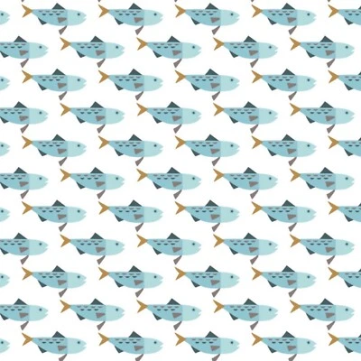 Tela a rayas azul 100 % algodón Snowfall Arctic Char Fish por yarda Foto 1 de 2