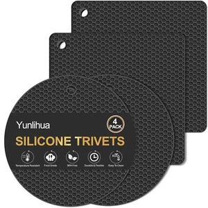4 Pack Silicone Trivets Mats Heat Resistant Hot Pads for Kitchen Counter - Picture 1 of 7