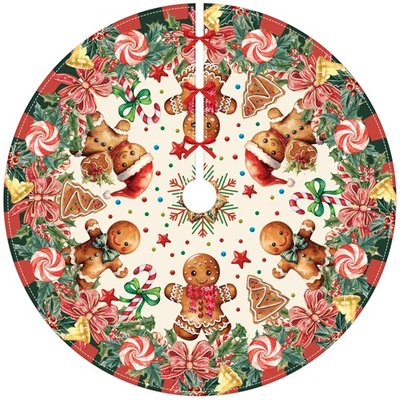Gingerbread Christmas Tree Skirt Cute Christmas Decorations Vintage Xmas Tree... - Image 1 of 4