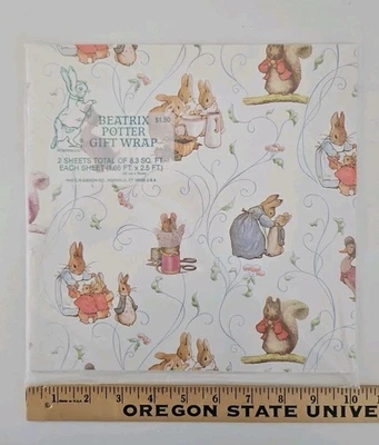 Beatrix Potter Gift Wrap 2-Sheets 1.66ft X 2.5ft CR Gibson Co. NIP - Image 1 of 4