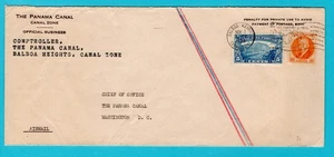 CANAL ZONE PANAMA air cover with perfin "P" 1938 Balboa Heights to Washington US - Picture 1 of 2