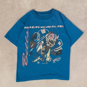 Vintage 90s Buffalo Bills Single Stitch Babydoll Graphic T-Shirt L Damen Blau - Bild 1 von 6
