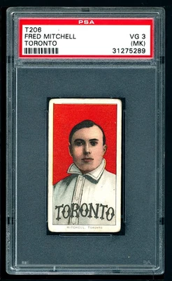1909-11 T206 Sweet Cap портрет - Фред Митчелл - PSA 3 (MK) хорошо центрированный - Изображение 1 из 2