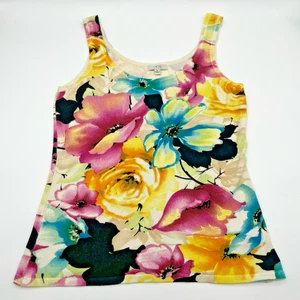 Cache Vintage Sweater Tank Multi Floral Tropical Womens Large Stretch Y2K - Picture 1 of 6