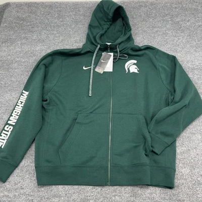 Sudadera con capucha Nike Michigan State Spartan para hombre XL verde 2024 en el campo lateral cremallera completa Foto 1 de 4