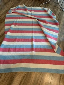 Vtg Blanket Pastels 80”x56” Unknown Material…thick Possibly Wool Stitched Border - Picture 1 of 5