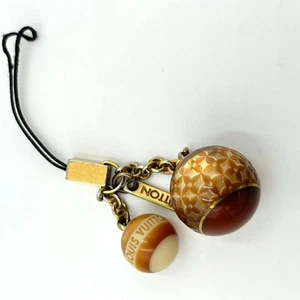 LOUIS VUITTON Bijoux Sac Mini Lin Braun Taschenanhänger Croisette Gold Schlüssel Anhänger - Bild 1 von 6