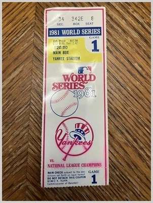 1981 World Series Game 1 Ticket Yankees vs Dodgers Unused Main Box Yankee - Image 1 of 2