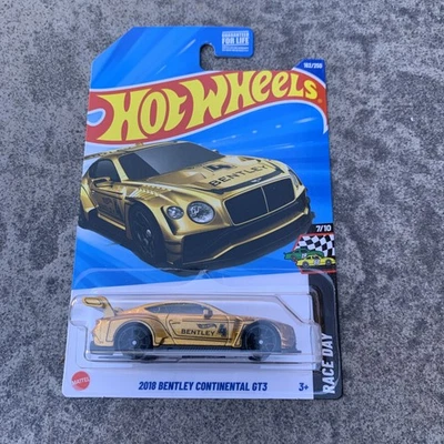 2025 Hot Wheels 2018 Bentley Continental GT3 HW RACE DAY CARTÃO CURTO DOURADO 7/10 - Imagem 1 de 3