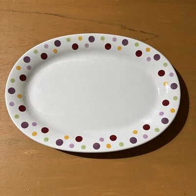 Pampered Chef Simple Additions Polka Dots Oval Platter #2083 13.5" X 9.5" - Image 1 of 3