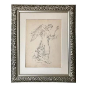 Original Antique 19th C. Drawing of an Angel Dated 1885​ Two Drawings Both Sides - Picture 1 of 8