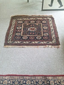 Alfombra oriental antigua de 150 años de antigüedad alfombra de lana anudada a mano artículo de coleccionista 2,5x3 - Imagen 1 de 7