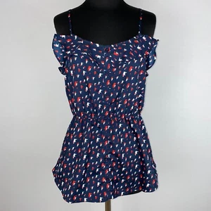 Camiseta sin mangas túnica MNG By Mango EE. UU. S estampado con volantes imitación botones JU - Imagen 1 de 16